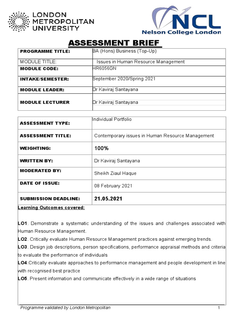 Final Assessment Brief (IHRM) 2021 PDF Competence (Human Resources) Tesco