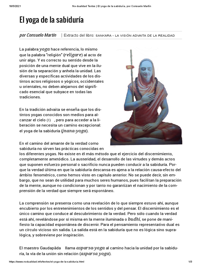 No-Dualidad Textos - El Yoga de La Sabiduría, Por Consuelo Martín | PDF ...