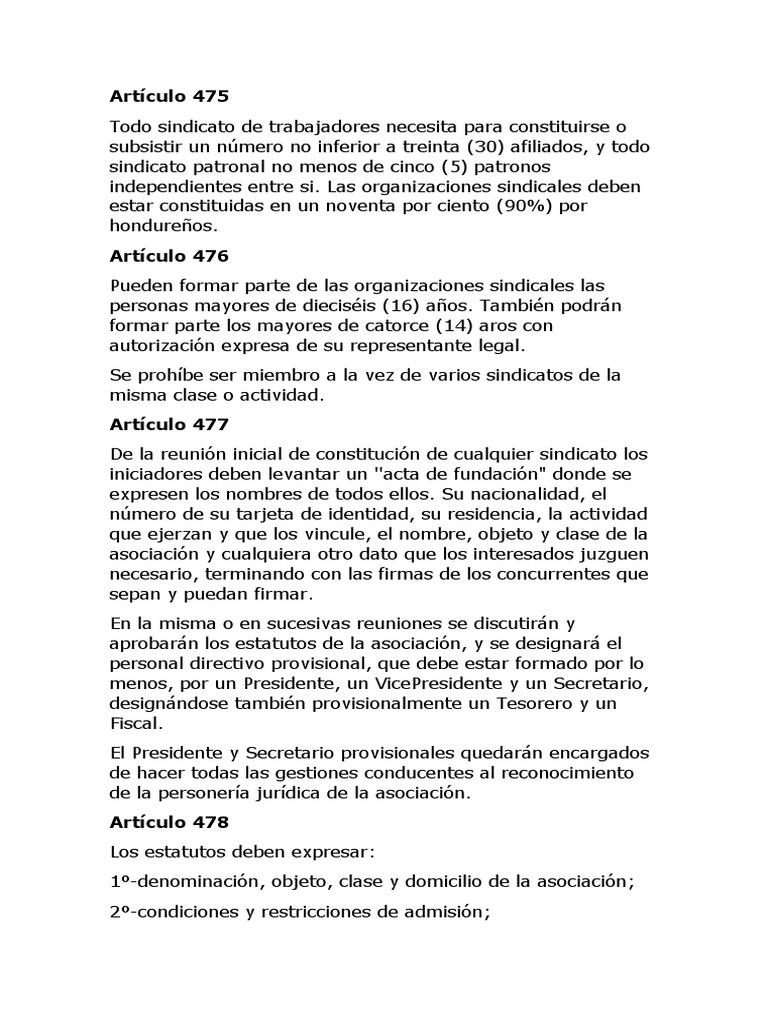 Requisitos para formar un sindicato en Honduras | PDF | Sindicato ...
