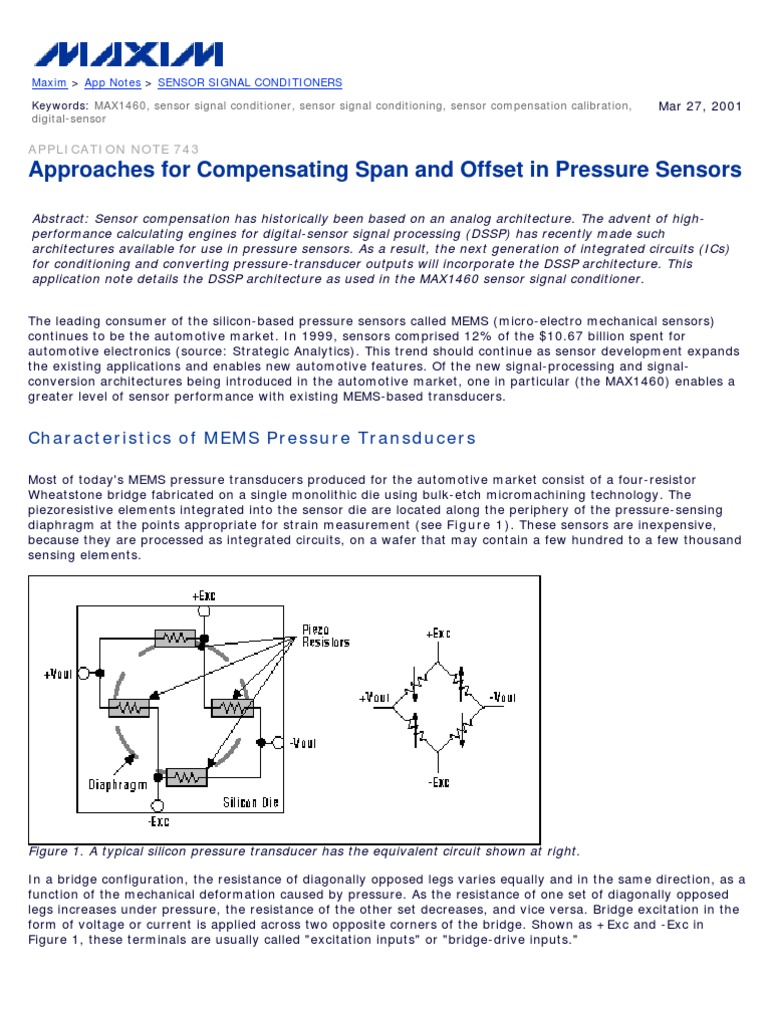 AN743 Approaches For Compensating Span and Offset in Pressure Sensors