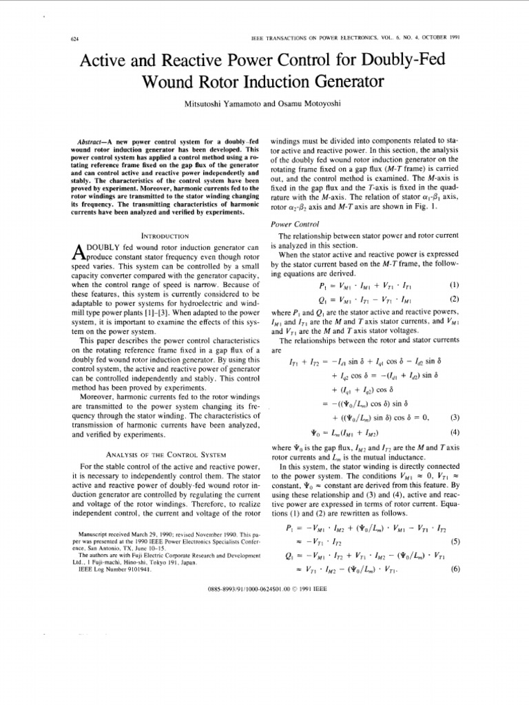 Active and Reactive Power Control For DoublyFed Wound Rotor Induction Generator PDF