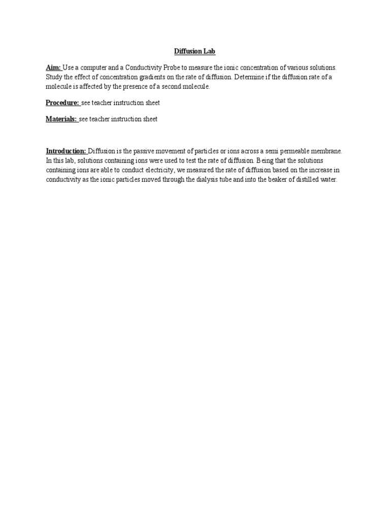 IB HL Deorasn - Diffusion Lab | PDF | Diffusion | Physical Sciences