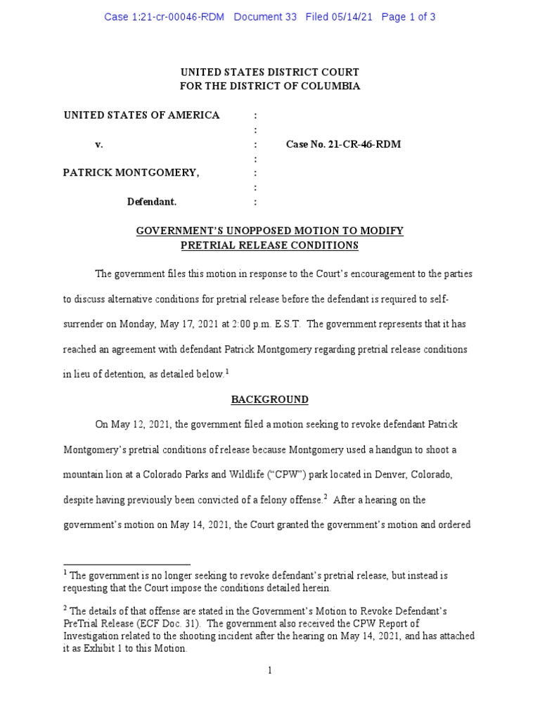 Montgomery Motion To Revoke PDF Remand (Detention) Bail