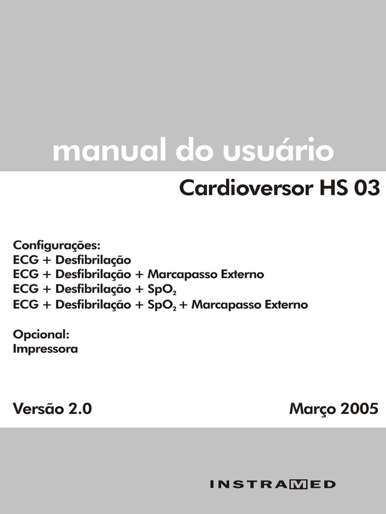 Manual Do Usuário Cardioversor HS03 | PDF | Eletrocardiografia | Coração