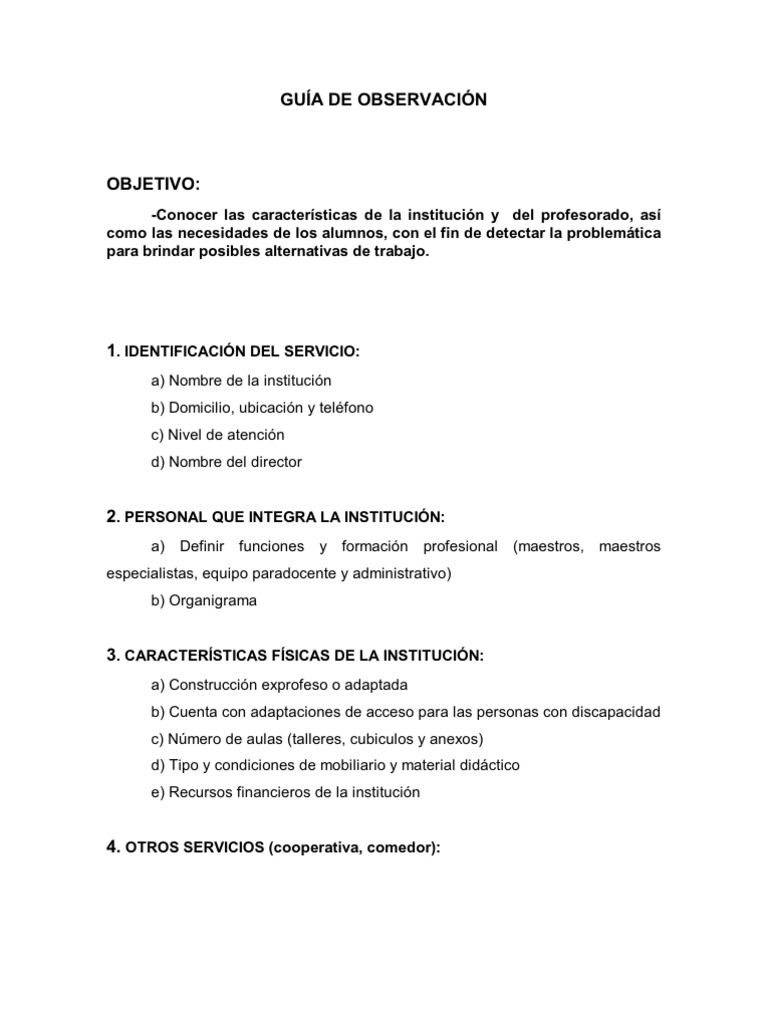 Guía de Observación para Maestros USAER | PDF | Pedagogía | Conceptos