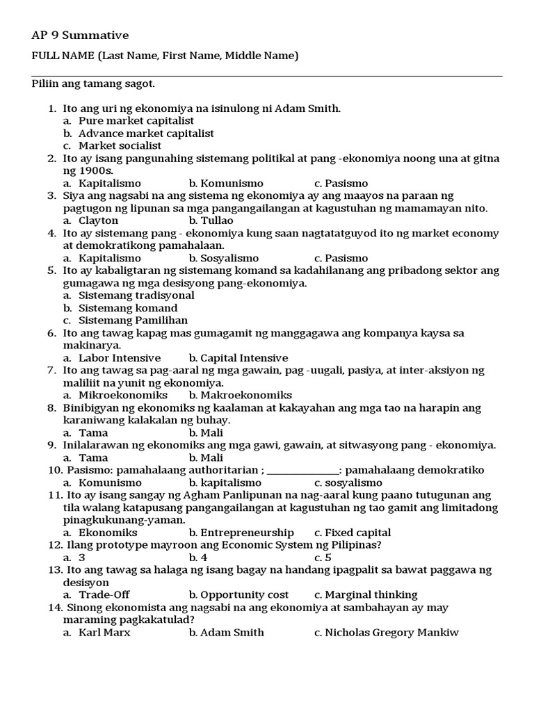 AP 9summative | PDF