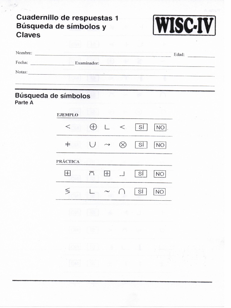 Busqueda de Simbolos y Claves WISCIV FORMA A PDF