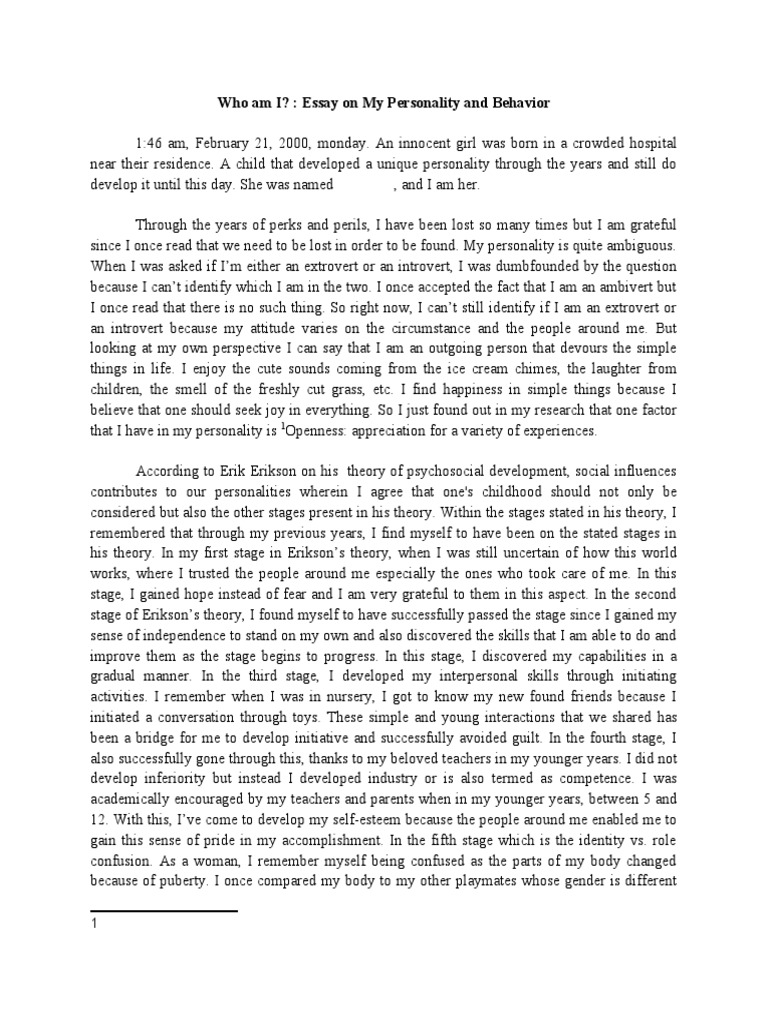 Exploring My Personality Development | PDF | Extraversion And ...
