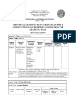 Individual Learning Monitoring Plan For A Student Who Lags Behind in Completing The Learning Task