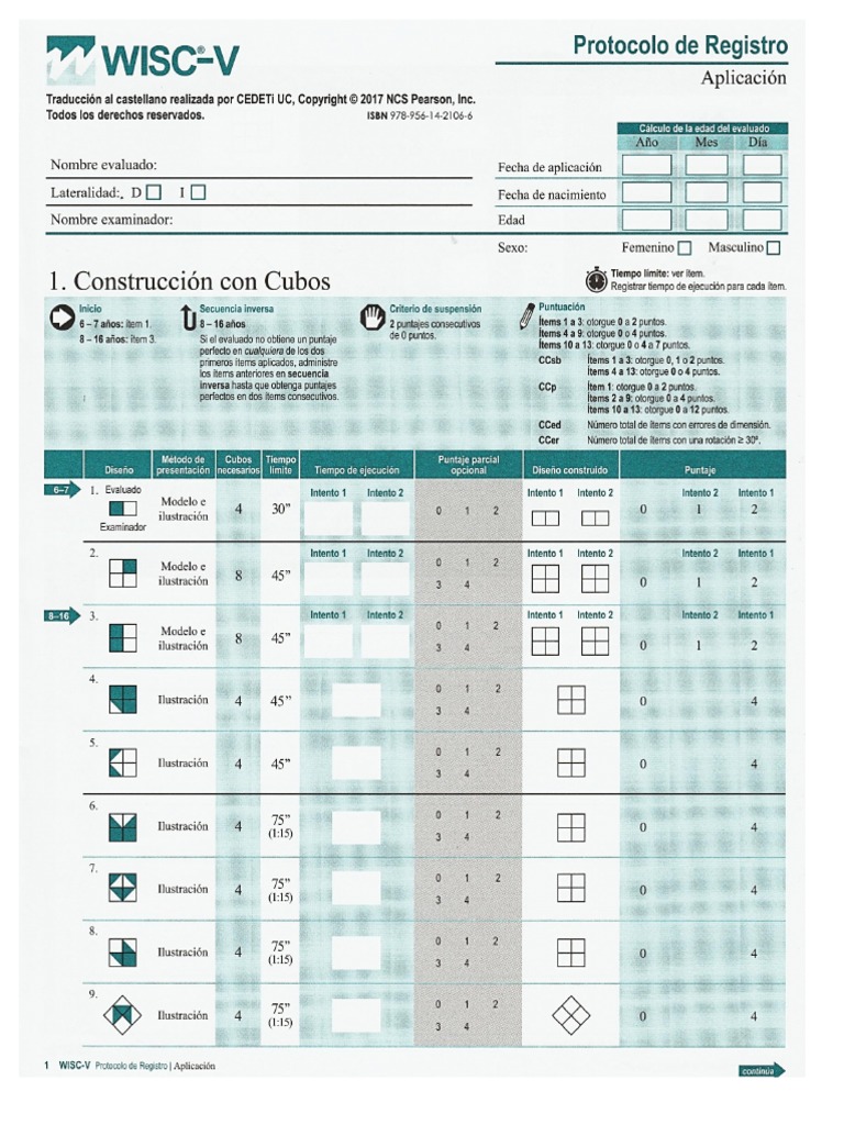 Protocolo1 WISC V | PDF