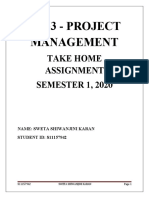 Is333 - Project Management: Take Home Assignment SEMESTER 1, 2020