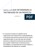 Aspectos Que Determinan La Factibilidad de Un Proyecto