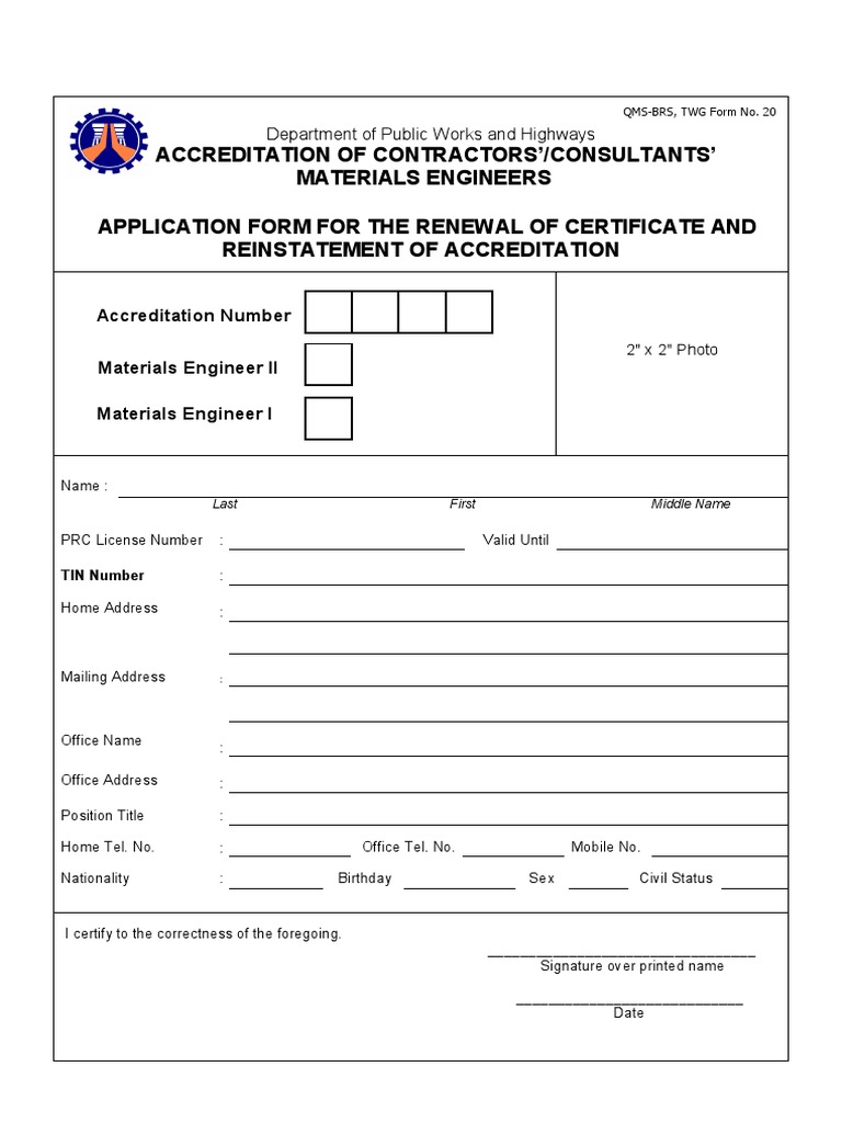 Materials Engineer Accreditation Renewal Form | PDF | Government | Business