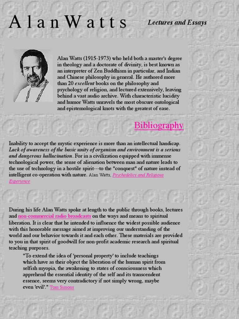 Alan Watts Lectures and Essays | PDF | Philosophy