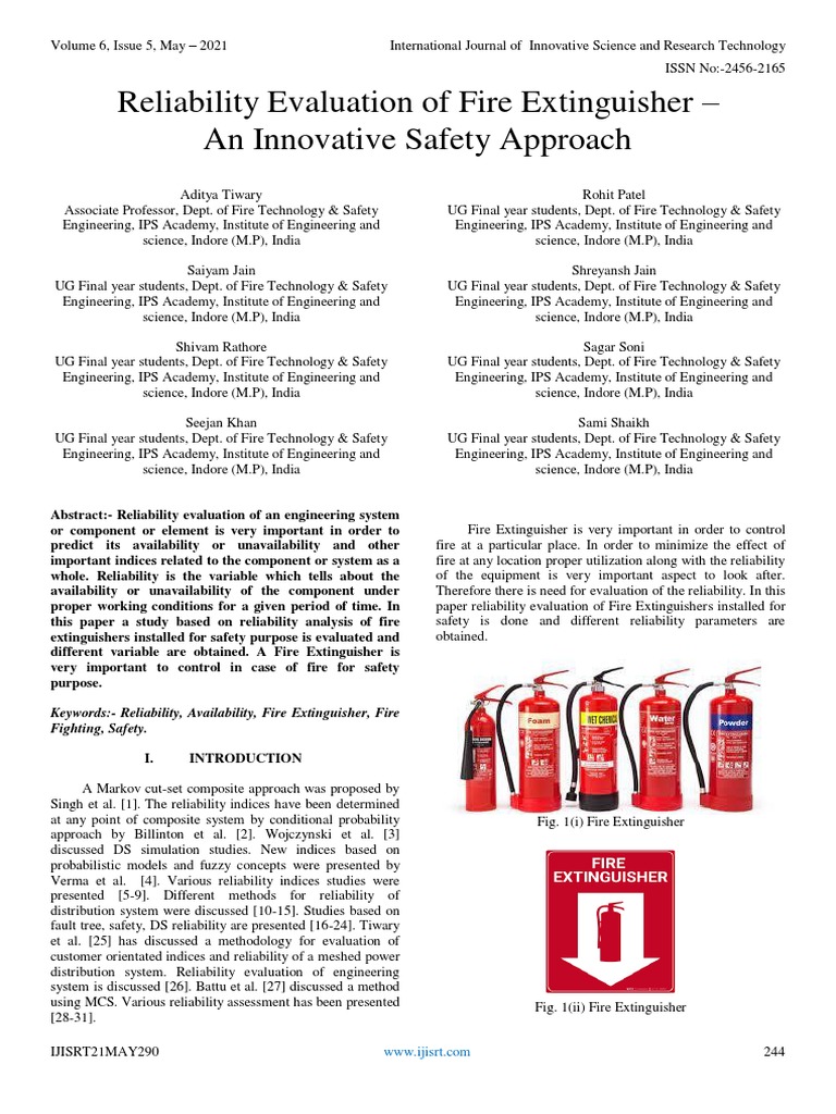 Fire Extinguisher Reliability Evaluation | PDF | Reliability ...