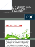 Modern Philosophical Foundations in Education