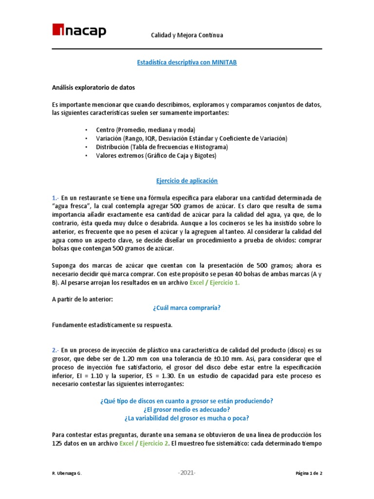 Estadistica Descriptiva Con Minitab Ok Descargar Gratis Pdf