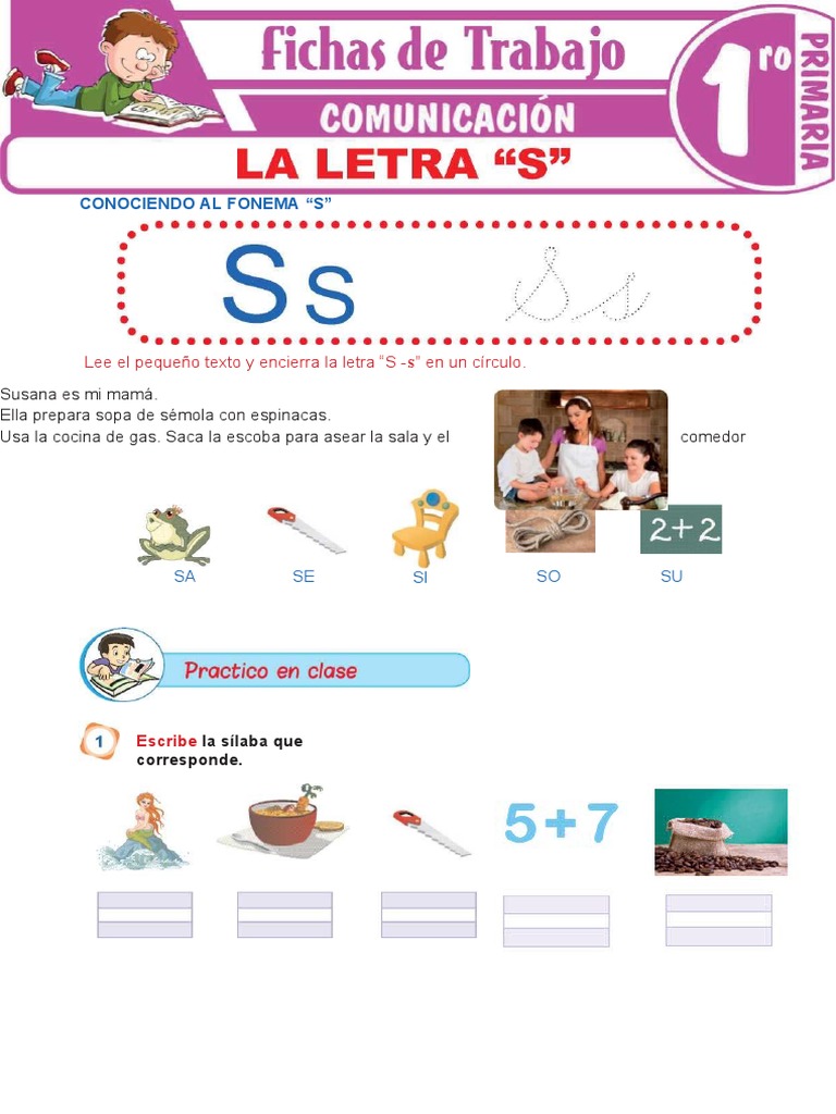 La Letra "S" para Primer Grado de Pimaria | PDF
