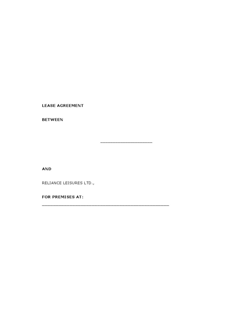 Reliance PDF Lease Indemnity