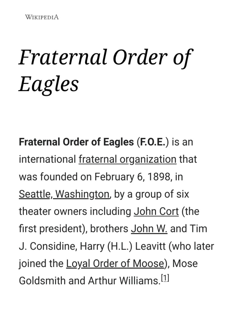 Fraternal Order of Eagles PDF