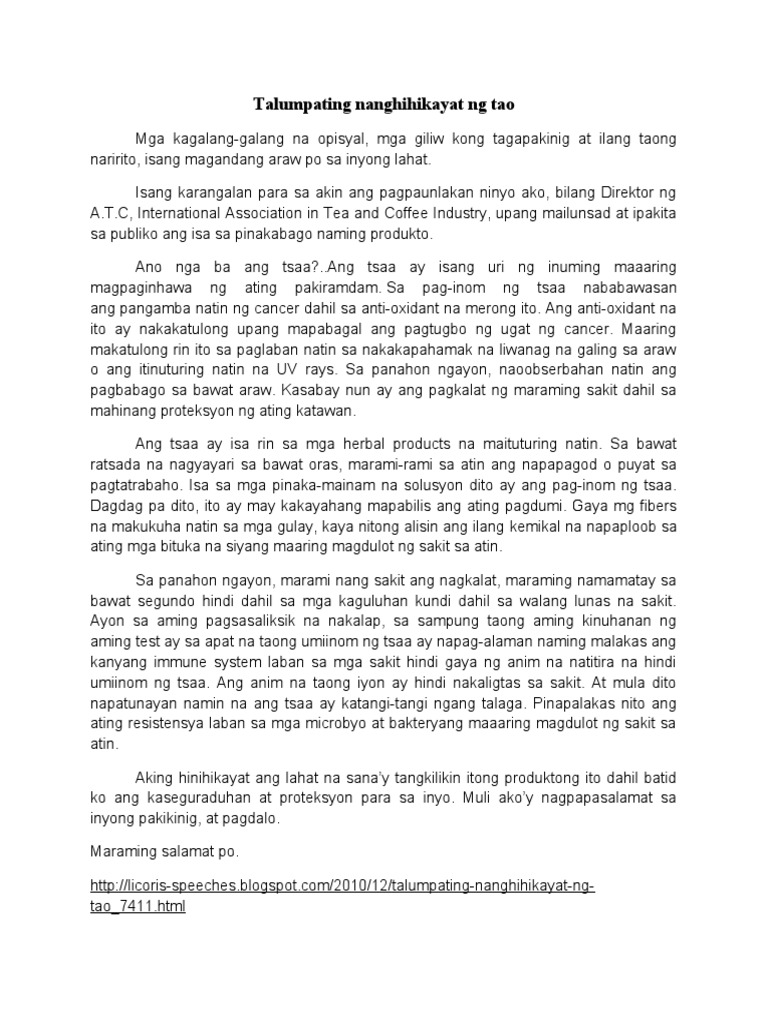 Talumpating Nanghihikayat NG Tao | PDF