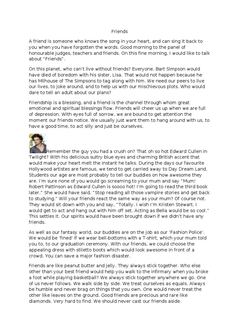 Friends Public Speaking Script Pdf