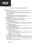 Language Testing: Approaches and Techniques: Eng204 February13, 2021 Reporter #1 Gaverell M. Carial