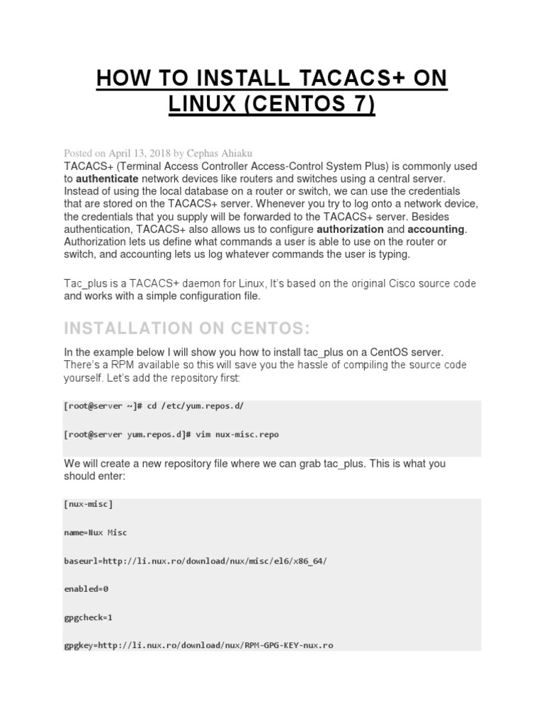 1 - How To Install Tacacs | PDF | Information Technology Management ...