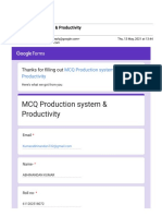 Production System & Productivity Unit 1 MCQ
