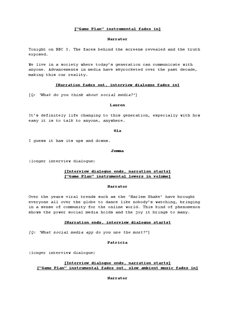 Social Media's Impact: A Documentary Script | PDF | Social Media ...