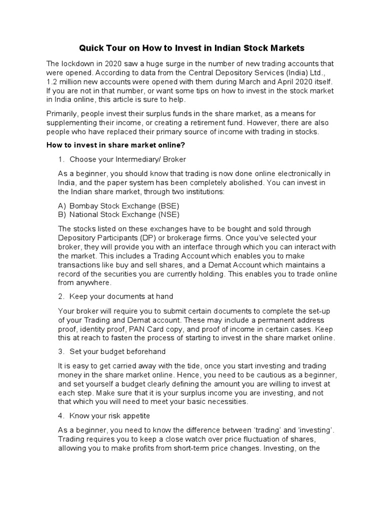 Guide to Investing in Indian Stocks | PDF | Stocks | Financial Markets