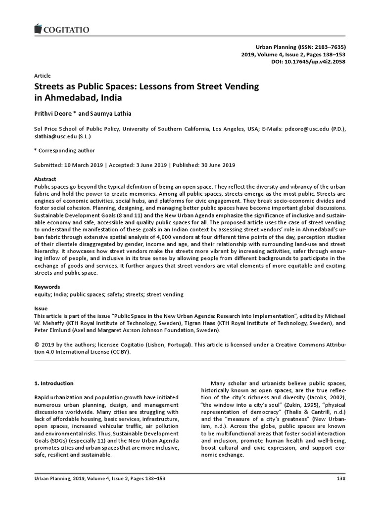 Streets As Public Spaces Lessons From Street Vendi | PDF | Street ...