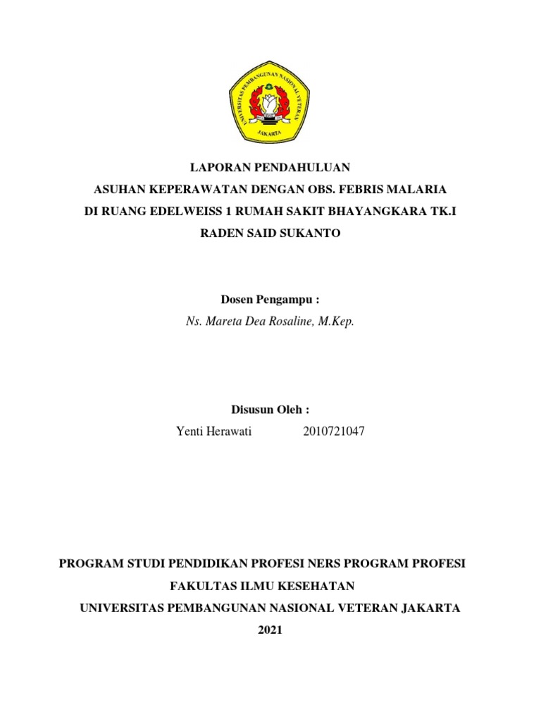 Lp Lk Obs Febris Di Ruang Edelweiss 1 Yenti Herawati 2010721047