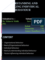 Understanding and Managing Individual Behaviour