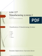 EIM 227 Manufacturing Systems I: by T.Kanyowa Industrial and Manufacturing Engineering