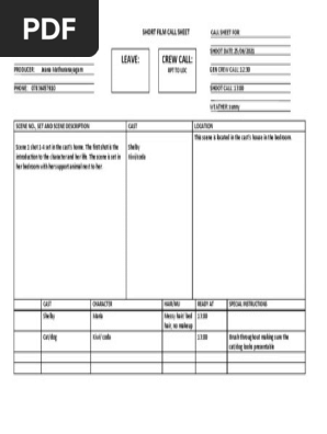 call sheet