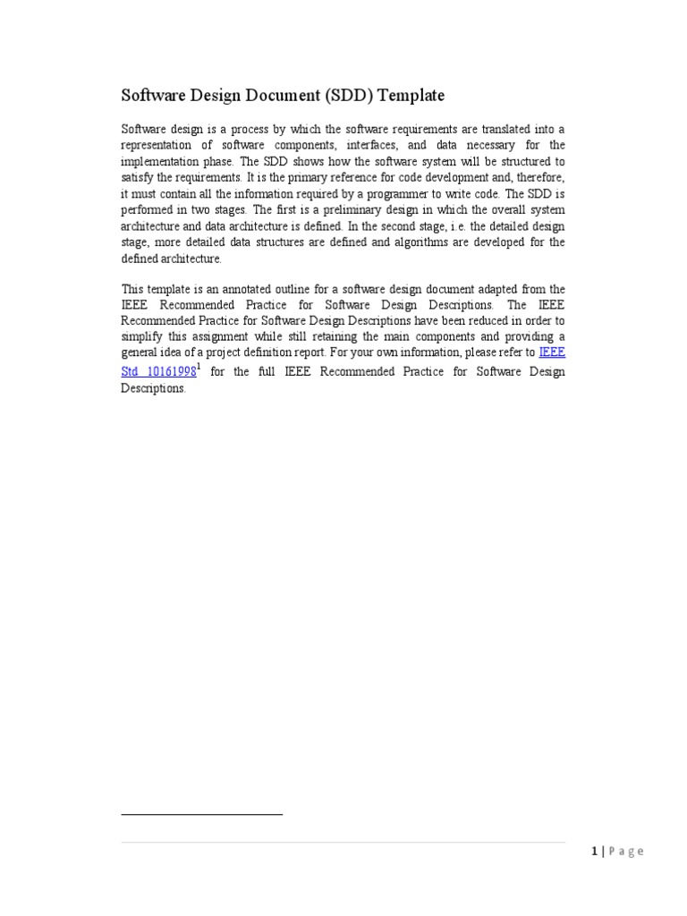 Software Design Document Template PDF Software Design Software
