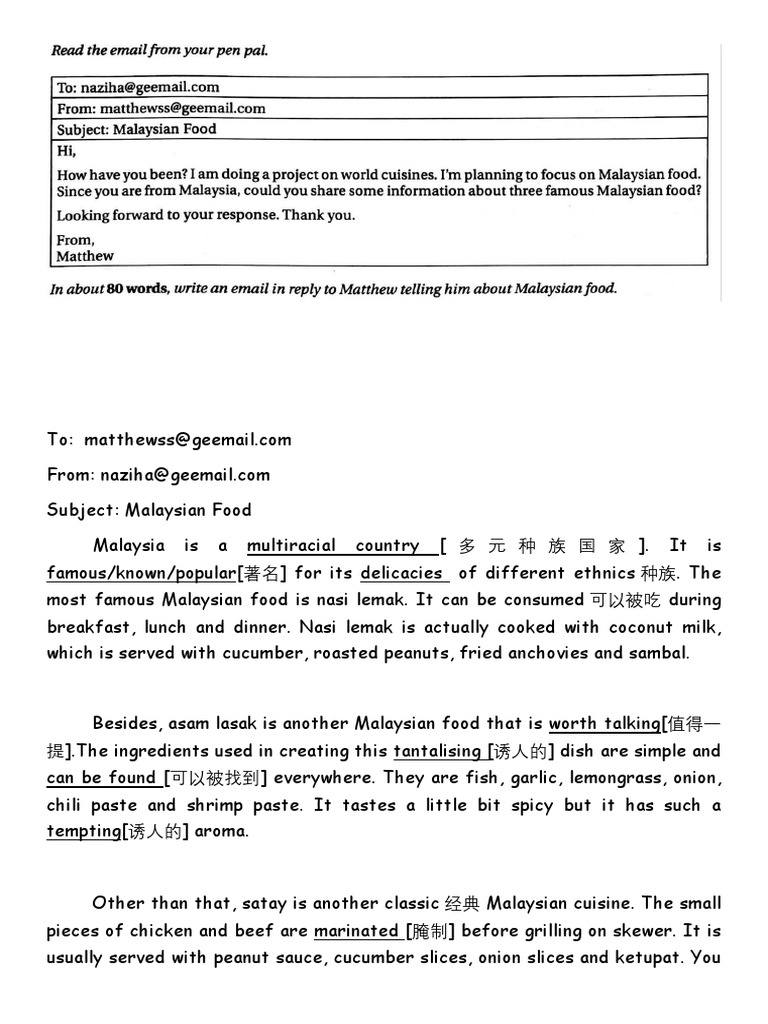 Malaysian Food Email Overview | PDF | Cooking, Food & Wine | Home & Garden