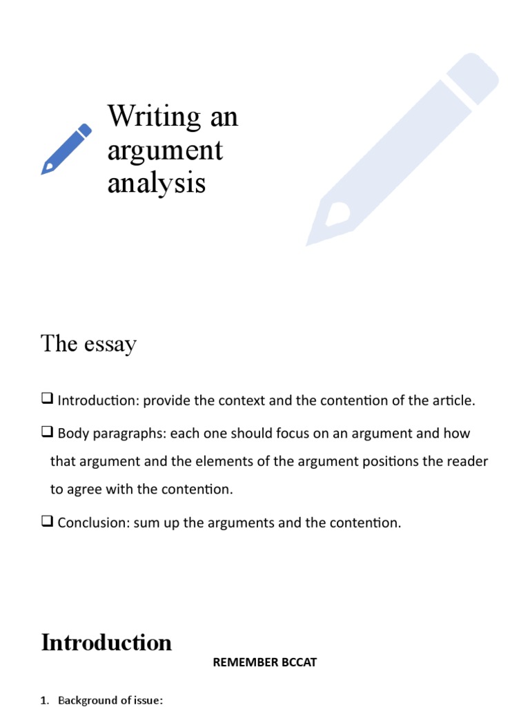 Writing an Argument Analysis Guide | PDF | Argument | Writers