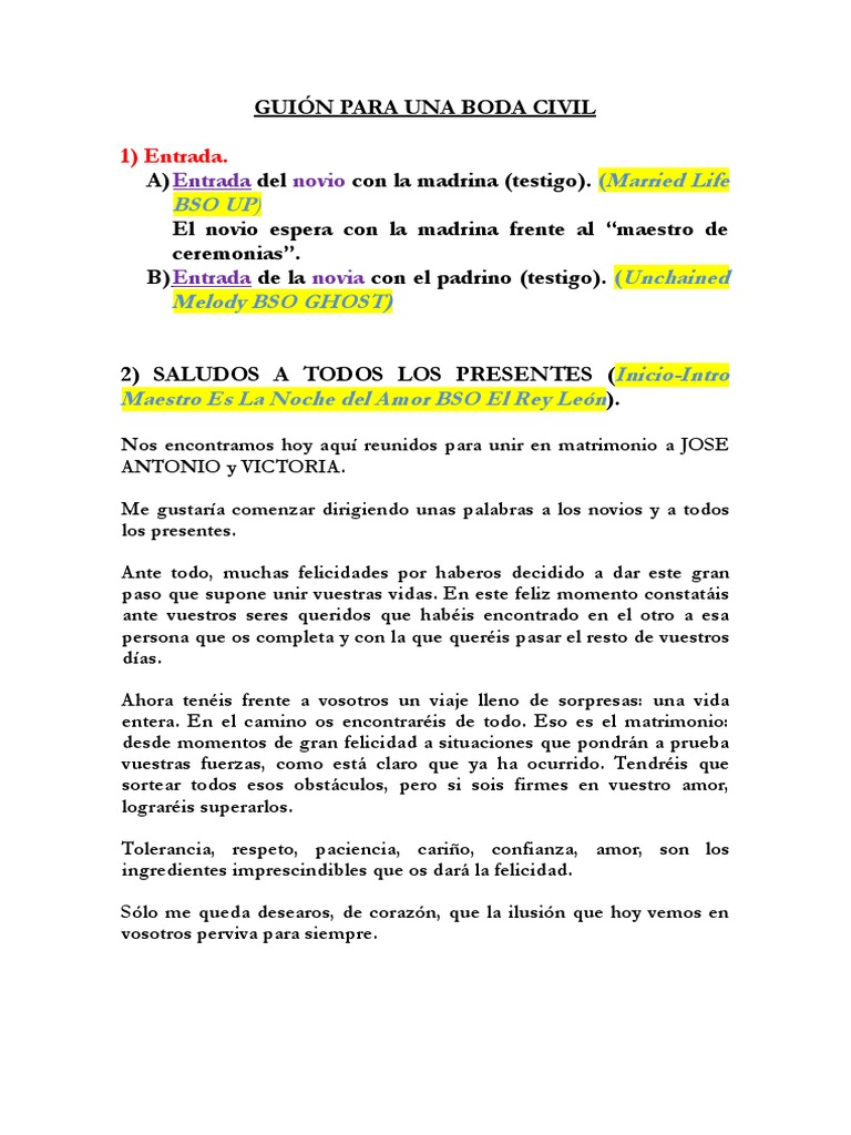Guión Oficial Boda Civil | PDF | Matrimonio | Amor, image size:768x1024