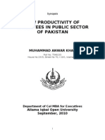 Low Productivity of Employees in Public Sector of Pakistan: Muhammad Anwar Khan