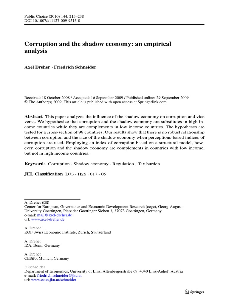 PC Corruption Shadow Economy | PDF | Dependent And Independent ...