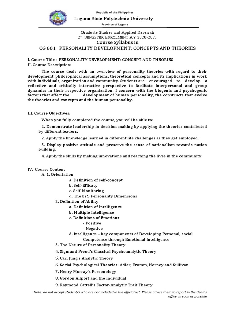 CG 601: Personality Development Goals | PDF | Personality Psychology ...