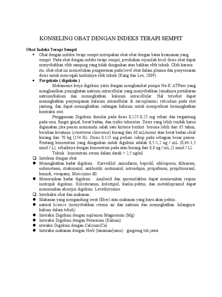 Konseling Obat Indeks Terapi Sempit PDF