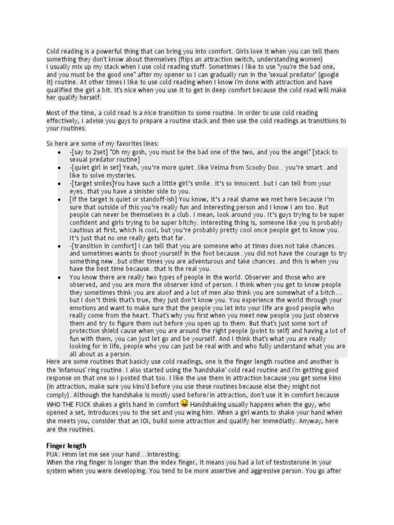 Cold Reading Is A Powerful Thing That Can Bring You Into Comfort | PDF ...