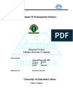 Department of Management Sciences: Financial Project Adamjee Insurance Company