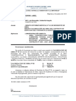 Informe mensual de residente de obra y valorización de obra del contrato de servicios del consorcio La Mar N° 03