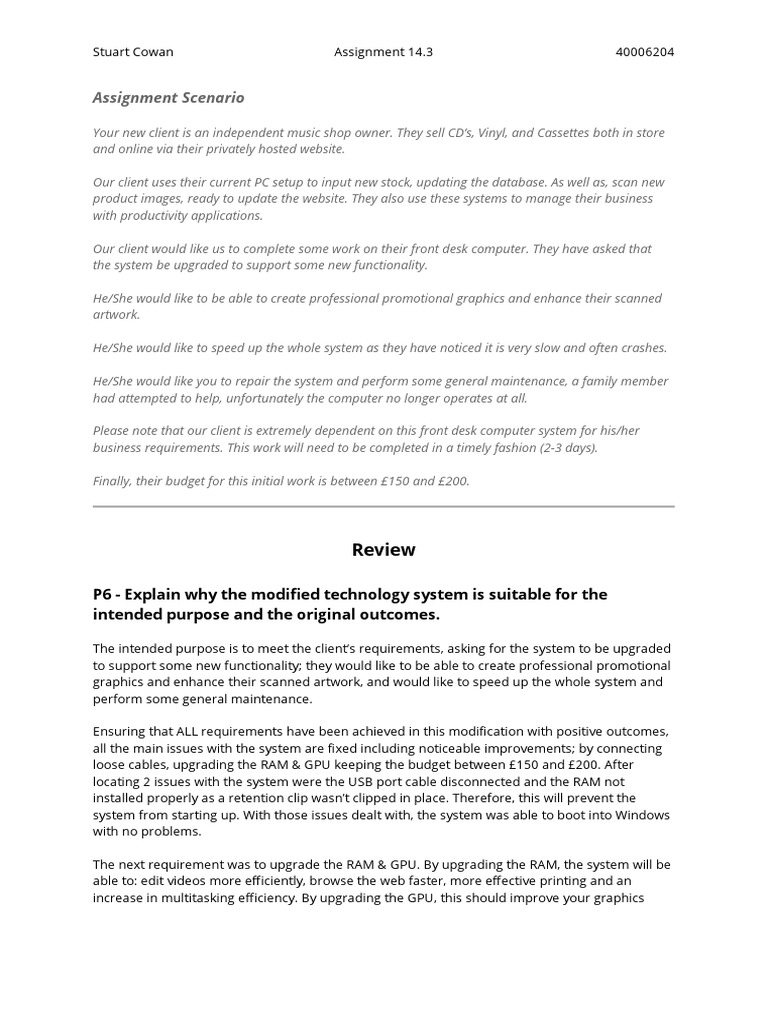 Music Shop Computer Upgrade Proposal | PDF | Solid State Drive ...