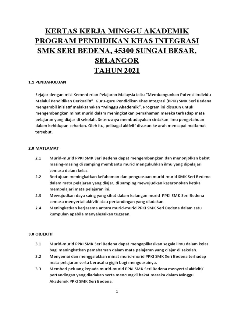 Kertas Kerja Minggu Akademik 2021 Pdf