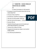 1° EXAMEN BIMESTRAL - algebra basico regular